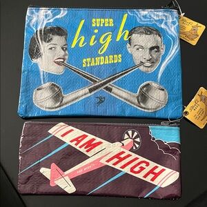 Blue Q Retro Print Bag Set - Blue and Purple